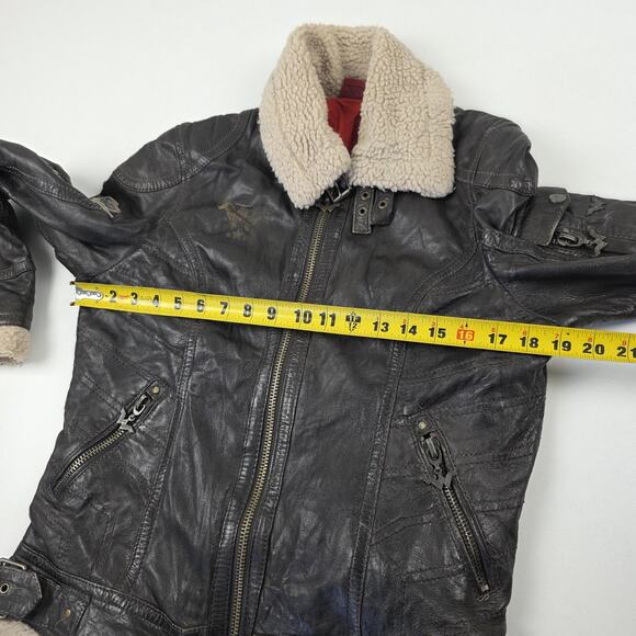 Wonder Woman DC Comics Lamb skin Leather Jacket Womens XL Brown Sherpa Aviator - Picture 7 of 16
